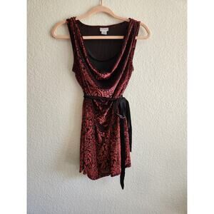 Motherhood Maternity Velvet Floral Scoop Neck Mid Length Dress- M